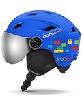 Odoland Kids Ski Helmet with Visor Goggles for Boys Girls, Adjustable Toddler Snowboard Helmet with Magnetic Buckle Strap for Children Ages 3-12 for Skiing LXS