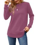 MISFAY Sweatshirts for Women Casual Long Sleeve Crewneck Shirts Tunic Tops,Fuchsia,L