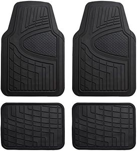 FH Group Automotive Floor Mats - Heavy-Duty Rubber Floor Mats for Cars, Universal Fit Full Set, Climaproof & Trimmable Floor Mats for Most Sedan, SUV, Truck, Black