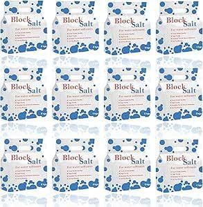 Block salt for water softeners, original pure food quality salt, softening salt block best for laundry kitchen dishwashing industrial & hotel use water softener salt block (12 Packs - 24 Block)