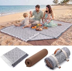 2 in 1 Extra Large 80"* 80" Rug Picnic Waterproof Outdoor Beach Blanket Foldable Camping Mat Car Travel Necessities Mountaineering Essentials Camper Accessories Backpacking Gear Trip Supplies