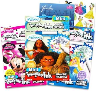 Disney Princess Magic Ink Coloring Book Set - Bundle of 3 Imagine Ink Books for Girls Kids Toddlers Featuring Disney Princess, Moana, and Minnie Mouse with Invisible Ink Pens and Stickers