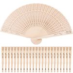 durony 24 Pieces Sandalwood Fans Wooden Handheld Folding Fans Scented Wooden Fans Vintage Hand Fans for Wedding Decoration Christmas Gifts, Natural