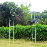 ecofynd 8 Feet High x 6 Feet Wide Garden Arch Plant Stand, Metal Arbor Trellis for Climbing Plant, Backdrop Stand for Indoor Outdoor Wedding Lawn Backyard Party Decoration Items(GARCH001-WHT)