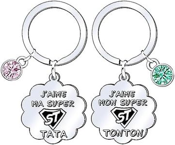 JRZDFXS Cadeaux de Noël pour Tonton Tata Porte-clés Oncle et Tante Cadeau 2 Pièces Porte-clés Cadeau Idée Porte-clés de de Tata Tonton Oncle et Tante Cadeau Surprise Noël