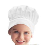 Ulife Mall Chef Hat for Kids Adjustable Elastic Children Chef Cap Comfortable Boys Girls Uniform Cap for Cooking Baking Party School Home