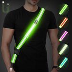 Fitense LED Reflective Belt Sash - 5 Lights Colors & 3 Light Modes High Visibility Night Safety Belt for Walking at Night, Rechargeable Light Up Running Gear Adjustable Vest Straps for Men Women Kids