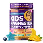 Kids Magnesium Glycinate Sleep Gummies – Calm, Focus & Relaxation Support with Magnesium, B6, L-Theanine & Chamomile – Berry Stars & Mango Moons – 60 Vegan Gummies – Star & Moon Shape – Age 4+