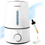 Westinghouse Cool Mist Ultrasonic Humidifier for Bedrooms, 3 Liter Capacity with LED Night Light and Low Water Alarm, Humidifier with Essential Oil Diffuser