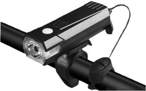 FASTPED Multifunctional 3 Modes High Bright Front Headlight with Horn for Cycling Safety LED Front Light (Black)