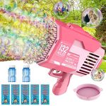 Bubble Gun,132 Hole Bubble Gun, Bazooka Bubble Gun with 2 Bottles of Bubble Liquid and 30 Packs of Bubble Concentrate, Bubble Launcher Toys Gifts for Adults Kids Playing and Indoor Outdoor Party