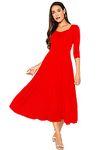 ILLI LONDON Women's A-LINE MIDI & Maxi Dress (X-Large, RED)