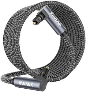 VANAUX Double 90 Degree Optical Cable, 16.5ft SPDIF Audio Optical Cable, 360 Degree Rotatable L Shaped Right Angle Digital Toslink Male to Male Cable for Sound Bar, TV, Game Consoles(5m/16.5ft)
