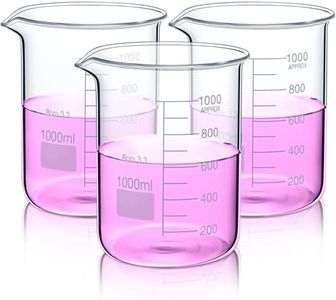Relaxweex 3 Pcs 1000ml Beaker 3.3 Borosilicate Glass Beakers Griffin Low Form Beaker Measuring Cups with Scale Graduation Measuring Beaker for Laboratory School Projects Science Themed Party Daily Use