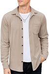 COOFANDY Men's Shacket Casual Button Up Work Jacket Corduroy Lightweight Shirt Jacket