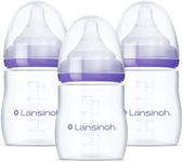 Lansinoh Anti-Colic Baby Bottles for Breastfeeding Babies, 5 Ounces, 3 Count, Includes 3 Slow Flow Nipples, Size S