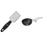 Amazon Brand - Solimo Stainless Steel Cheese Grater, Black and Amazon Brand - Solimo Hard Anodized Small Tadka Pan (9.4cm),Aluminium, Black