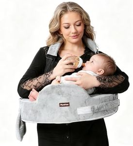 Nursing Pillow for Standing/Sitting Use- Springy Memory Foam for Support & Comfort, Large Breast Feeding Pillow - Safety Fence, Adjustable Waist Belt and Support Backrest, Removable Cover with Pocket