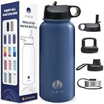 ALBOR Stainless Steel Water Bottles - 32oz/1L Insulated Water Bottle with Straw - Bouteille D'eau Isotherme - Stainless Steel Water Bottle Insulated - Gourde D'eau Isotherme - Navy