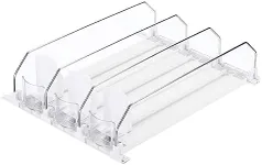 uxcell 3pcs Soda Can Organizer for Refrigerator, Self-Pushing Drink Organizer for Fridge, Width Adjustable Drink Dispenser Beverage Pusher For Pantry Vending Machine, White