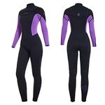 Owntop Women Wetsuit 3mm Neoprene Diving Suit - Full Wet Suit Front Zip Long Sleeve UPF50+ Keep Warm Thermal Swimwear for Scuba Diving Surfing Swimming Snorkeling Water Sports, Purple S