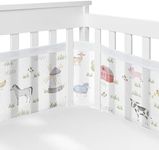 Sweet Jojo Designs + BreathableBaby Farm Animals Boy Girl Breathable Mesh Crib Liner Baby Infant Gender Neutral Watercolor Farmhouse Barn Horse Cow Sheep Chickens Nature Trees Gray Green