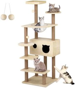 Advwin 153cm Tall Cat Tree for Indoor Cats, Sisal Scratching Posts, Cat Condos & Toys - Interactive Playground Tower