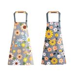 XUANYIJIE Kitchen Aprons for Women 2 Pack Adjustable Waterproof Cooking Apron with Pockets, Aprons for Cooking Baking Gardening BBQ 2pcs