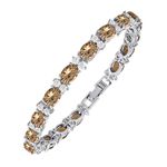 Cubic Zirconia Tennis Bracelet CZ Round Cut White Oval Cut Champagne Colored Silver Plated Brass 7 in