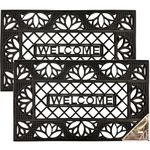 Lifestyle comfort ltd WELCOME Rubber Door Mat 75cm x 45 cm Heavy Duty Non-Slip Entrance Floor Door Mat Indoor & Outdoor Mats for Front Door Dirt Scrapper Garden Matting Welcome Design (PACK OF 2)