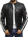 BRANDSLOCK Mens Genuine Lambskin Leather Jacket Trench Safari Coat Washed (L, Black)