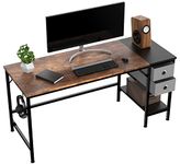 HOMIDEC Computer Desk, Office Work Desk for student and worker, Writing Desk with drawer and Headphone Hook, Laptop Table with shelves, Modern Style Desks for Bedroom, Home, Office(140x60x75cm)