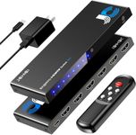 HDMI Switch 5 in 1 Out 8K@60Hz 4K@120Hz - HDMI 2.1 Switcher with Remote, Auto-Switching - Supports HDCP 2.3, HD R10, Dolby Vision, 3D, VRR - Compatible with PS5/Xbox/PC/Blu-ray Player
