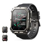 MIGOUFIT Smart watch military for men with call dials that can make calls and answer calls compatible for iOS Android, Fitness Activity tracker with IP68 Waterproof Ai voice, with 123 Sports Modes