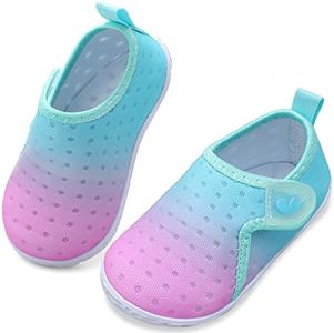 JIASUQI Barefoot Water Skin Shoes Beach Sandals for Baby Girls Boys for Beach Pool Swimming Gradient Pink Blue 2-2.5 Years