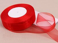 Red Organza Ribbon 12mm. for Gifts Wrap Sew Party, Decorations Events Dress Wedding Christmas Crafts, Bows Car, Floral Balloons Hairs, DIY, Bouquets, Cake More Buy 3 Rolls & Get 4th Free