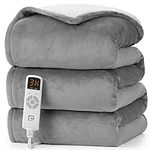 EHEYCIGA Heated Blanket Electric Blanket Throw - Heating Blanket with 6 Heating Levels & 10 Hours Auto Off, Soft Cozy Sherpa Washable Blanket with Fast Heating, 50 x 60 Inches, Grey