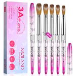 Saviland Professional Kolinsky Acrylic Nail Brush: 5 PCS Acrylic Nail Brush for Acrylic Powder Acrylic Liquid【Highly Absorbent Bristles】Nail Art Brush for Nail Extension&Carving Size 4/8/10/12/16 Pink