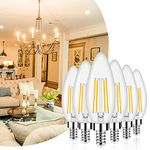 Honesorn Dimmable E12 Candelabra Led Light Bulbs, 2700k Type B Chandelier Light Bulb for Ceiling Fan, Soft White C35 B11 Candle led for Candelabra Base 6 Pack