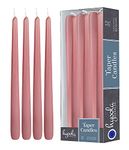 12 Pack Tall Taper Candles - 12 Inch Antique Rose Dripless, Unscented Dinner Candle - Paraffin Wax with Cotton Wicks - 10 Hour Burn Time