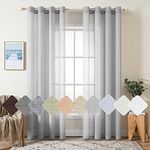 MIULEE 2 Panels Voile Curtains Sheer Cross Linen-like Solid Color Contemporary Decorative Ring Top Eyelet Panels for Bedroom Livingroom Nursery Room Silver 55" Wx88 L