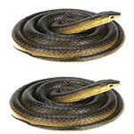 Realistic Rubber Snake 2Pcs, Scary Fake Snake Large Snake Toy for Garden Props, Pranks, Keep Birds Away (52 Inch)