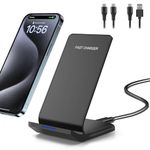 20W Upgraded Fast Wireless Charger,Qi-Certified Wireless Charging Stand Compatible Samsung Galaxy S22 S21 S20 S10 S9 S8/Note 20 Ultra/10/9 & Qi Phone Charger for iPhone 13/12/SE/11/XR/XS Max/X/8