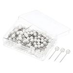 PATIKIL Push Pins, 200 Pack Round Head Map Tacks Thumb Steel Point for World Maps Cork Boards, Pearl White