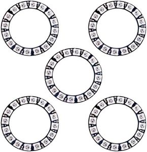 DIYmall 5PCS 16 Bits RGB LED Rings 16 X WS2812 WS2812B 5050 Lamp Light with Integrated Drivers Individually Addressable for Arduino