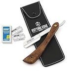 Kutting Edge - Professional Straight Edge Razor - Barber Razor with 10 Derby Double Edge Blades - Wood Handle Stainless Steel Traditional Barber Shaving Razor