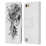 Head Case Designs Officially Licensed Riza Peker Black And White Skulls 6 Leather Book Wallet Case Cover Compatible With Apple iPod Touch 5G 5th Gen