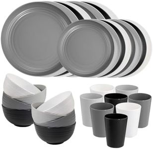 Supernal 32pcs Wheat Straw Dinnerware Sets,Plates and Bowls Sets,Reusable Plastic Plates,Microwave Dishwasher Safe,Plastic Dinnerware Set,Four Color Set 16pcs Plates,8pcs Bowls,8pcs Cups