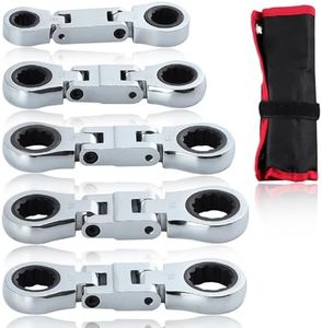 SPEEDWOX 5pcs Double Box End Flex-Head Ratcheting Combination Wrench Set - Metric Wrench Sets