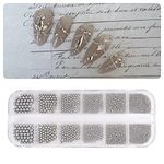 FEIFEI’S BOW 3D Nail Art Decorations Tool Nails Art Mini Micro Steel Nail Beads for Craft Nail Decoration, Silver Gold in box 6 Sizes (Silver)